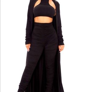 Black Take A Look Ruched 3 Piece Set (XS)